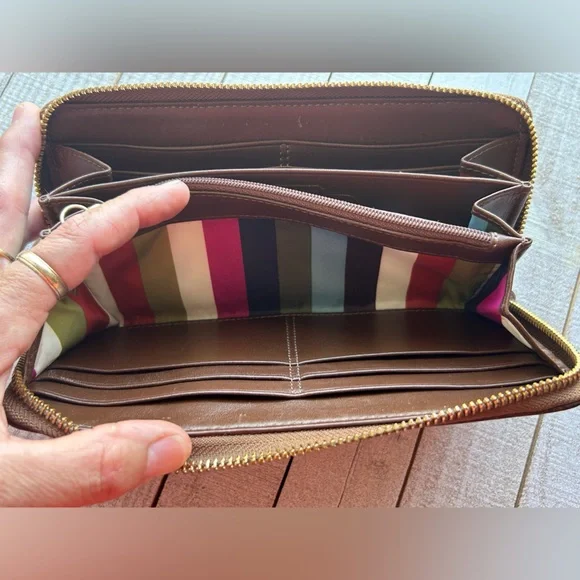 Coach Signature Striped Legacy Denim Accordion Zipper Wallet #40753 - Picture 13 of 14